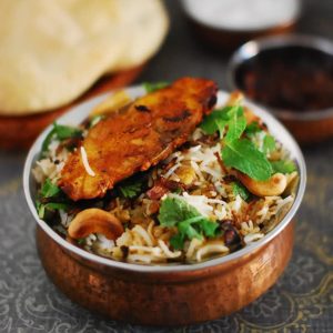 Tasty Malabar fish biryani in the boul