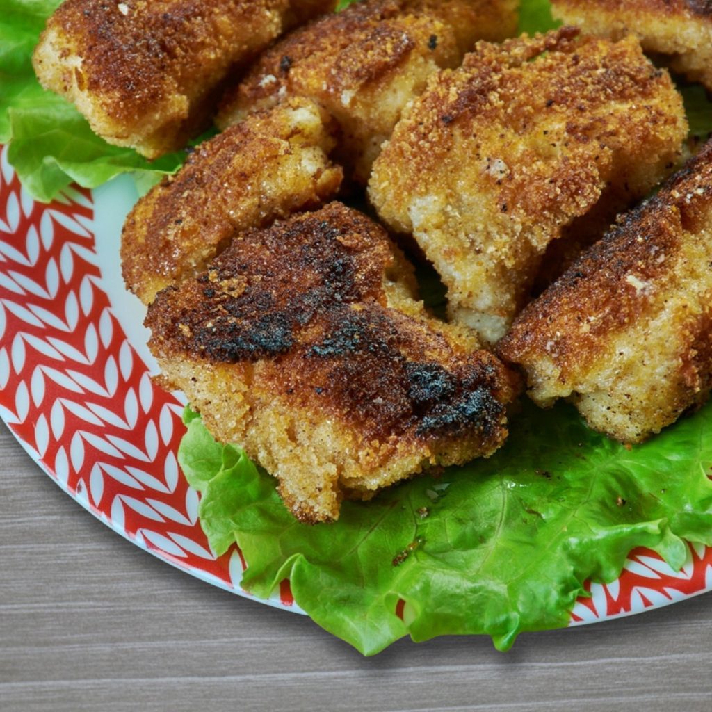 Close-up of crispy Amritsari fish fillet