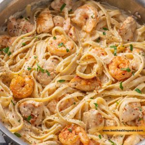 baked chicken and shrimp alfredo